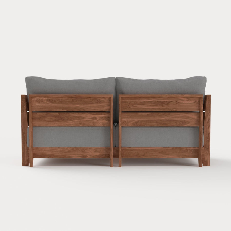 Dwell™ Modular Teak Outdoor Loveseat  + Storage Coffee Table | Classic Canvas in Stone Gray