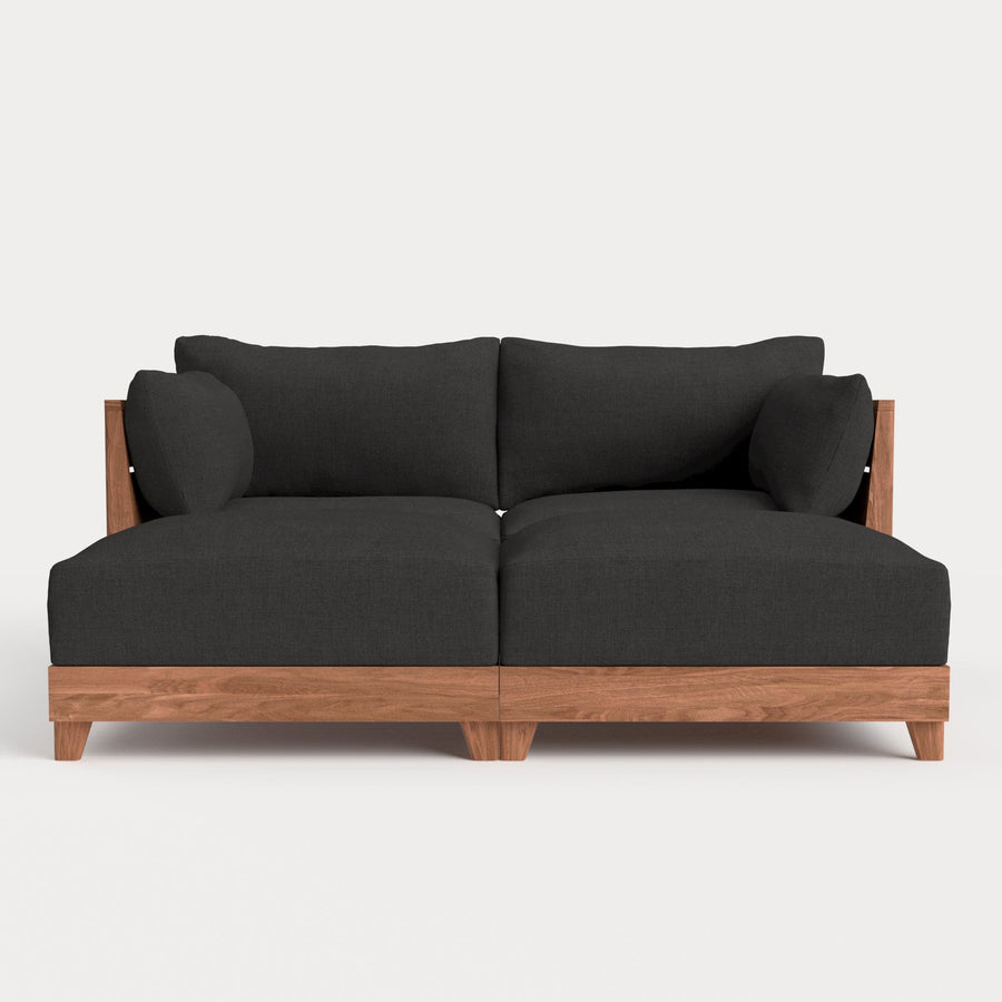 Dwell™ Modular Teak Outdoor Loveseat Daybed | Classic Canvas in Charcoal