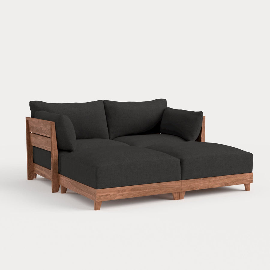 Dwell™ Modular Teak Outdoor Loveseat Daybed | Classic Canvas in Charcoal
