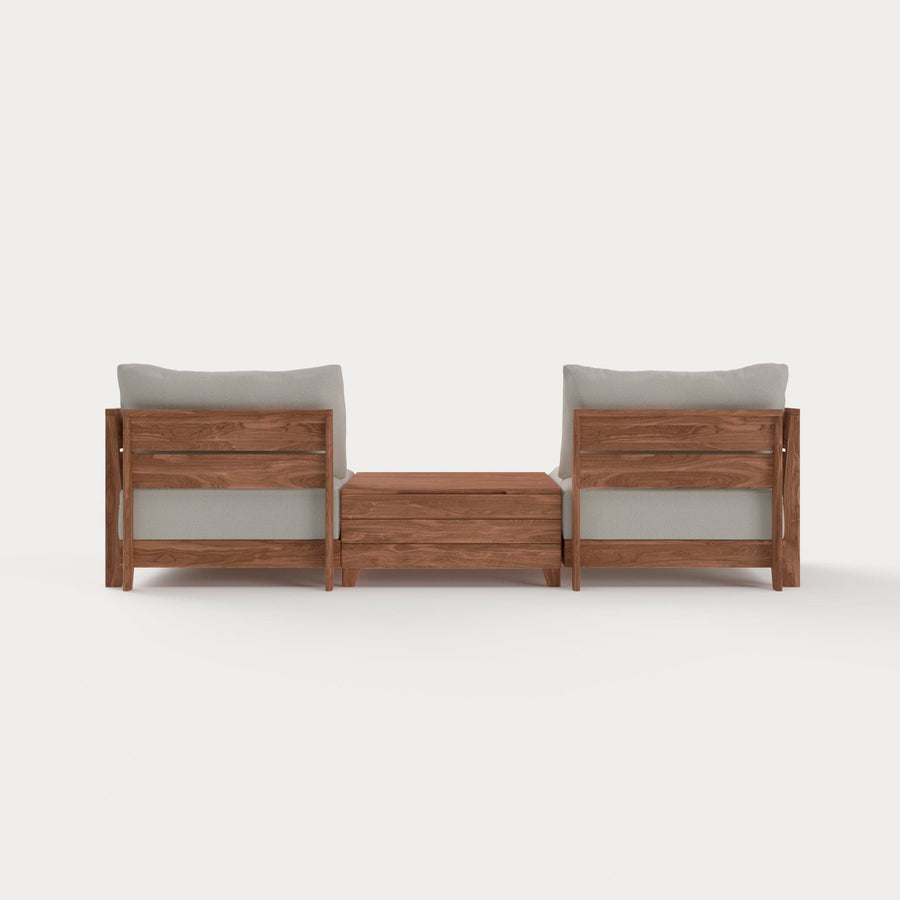 Modular Teak Outdoor 2-Seater + Storage Coffee Table | Nano Slubweave in Chai