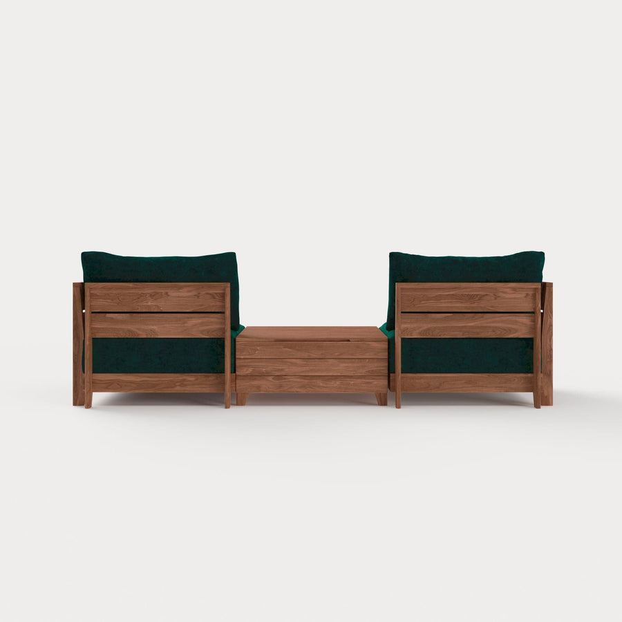 Modular Teak Outdoor 2-Seater + Storage Coffee Table | Plush Velvet in Muzo