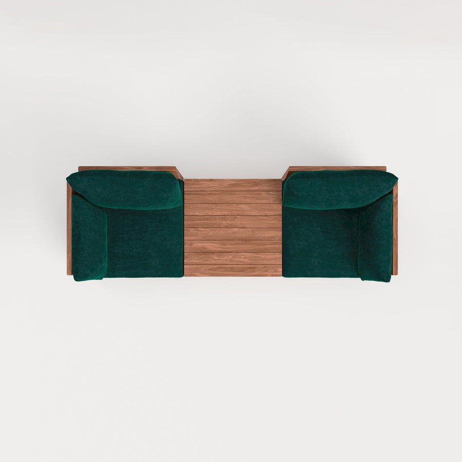 Modular Teak Outdoor 2-Seater + Storage Coffee Table | Plush Velvet in Muzo