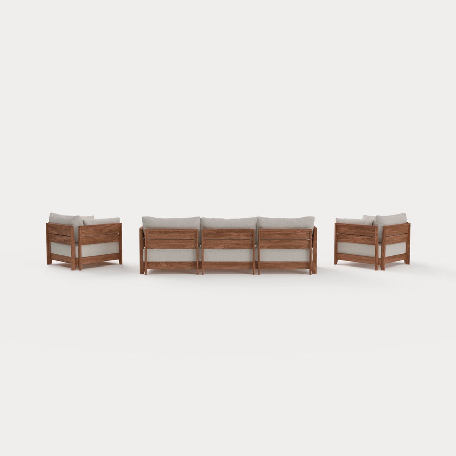 Modular Teak Outdoor Sofa + Armchair Set | Alfresco Boucle in Creme