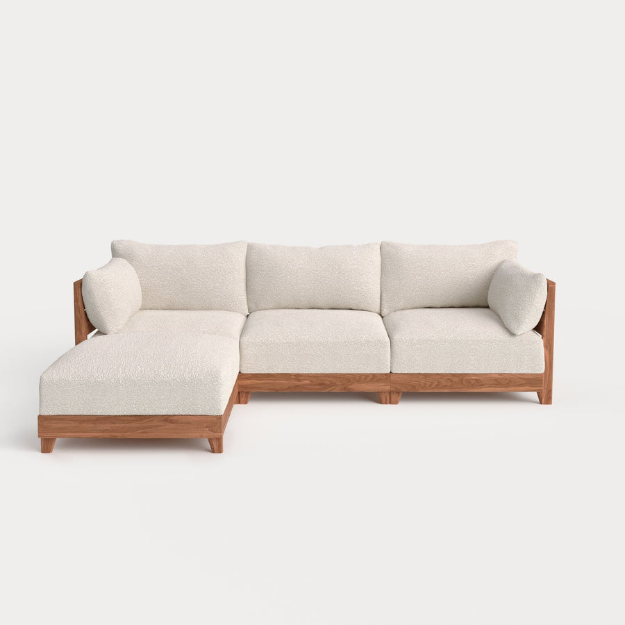 Modular Teak Outdoor Sofa Sectional | Alfresco Boucle in Creme