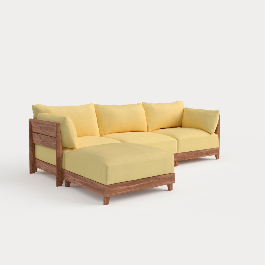 Dwell™ Modular Teak Outdoor Sofa Sectional | Classic Canvas in Sun