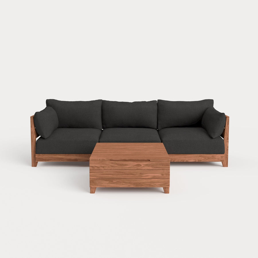 Dwell™ Modular Teak Outdoor Sofa + Storage Coffee Table | Classic Canvas in Charcoal