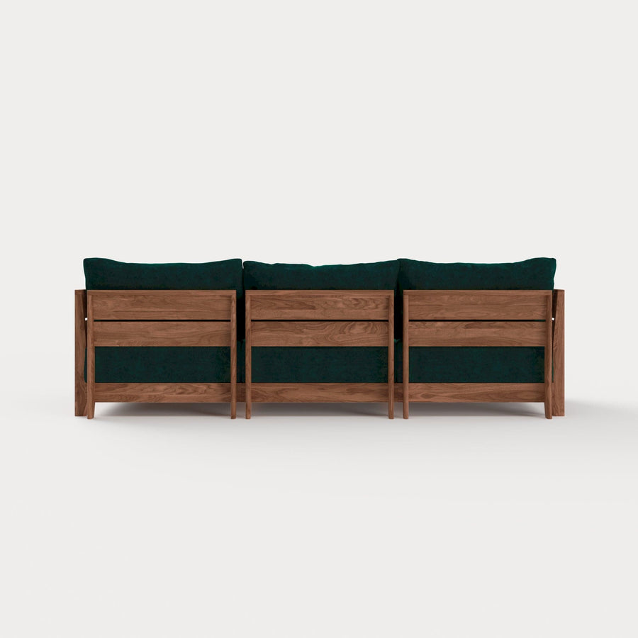 Modular Teak Outdoor Sofa + Storage Coffee Table | Plush Velvet in Muzo