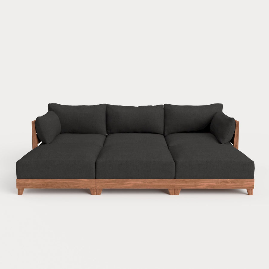 Dwell™ Modular Teak Outdoor Sofa Daybed | Classic Canvas in Charcoal