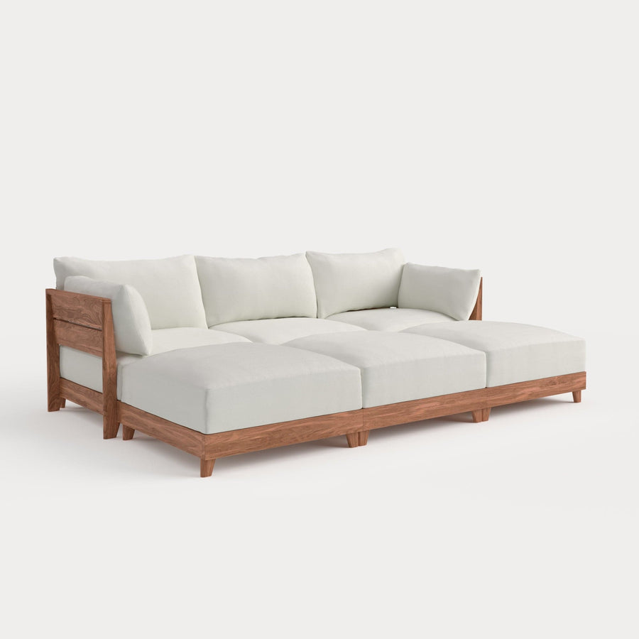 Dwell™ Modular Teak Outdoor Sofa Daybed | Classic Canvas in Cloud