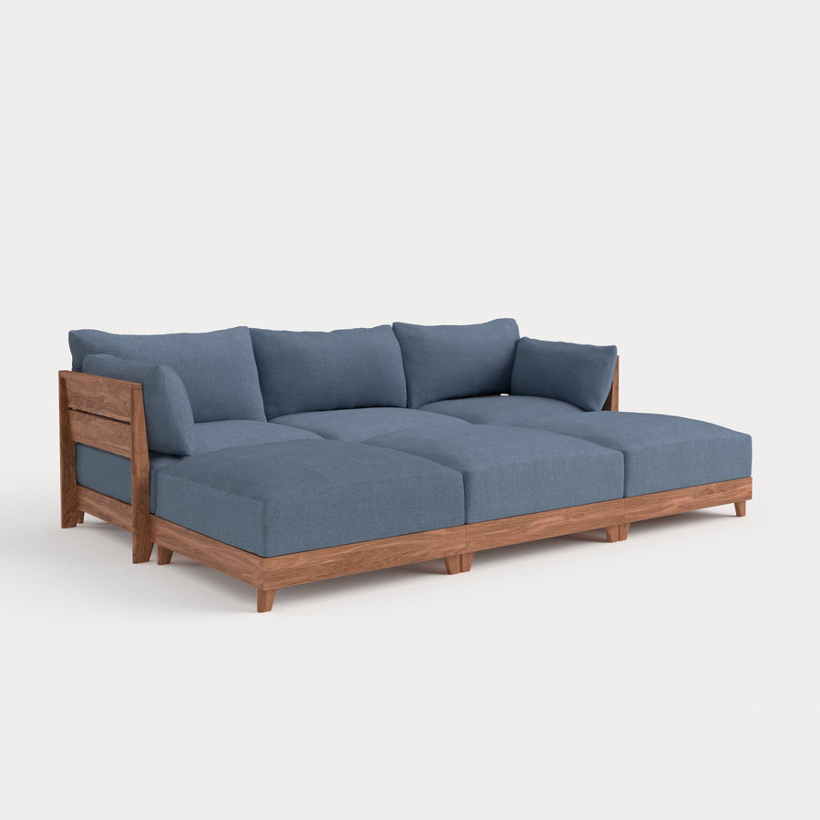 Dwell™ Modular Teak Outdoor Sofa Daybed | Classic Canvas in Ocean