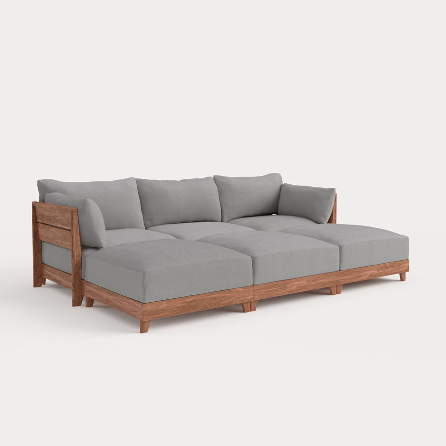 Dwell™ Modular Teak Outdoor Sofa Daybed | Classic Canvas in Stone Gray