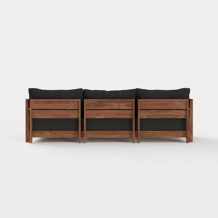 Dwell™ Modular Teak Outdoor Sofa with Ottoman + Side Table  | Classic Canvas in Charcoal