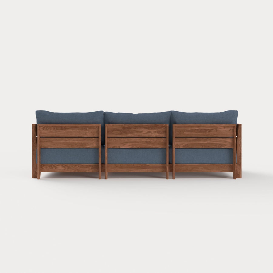 Dwell™ Modular Teak Outdoor Sofa with Ottoman + Side Table  | Classic Canvas in Ocean