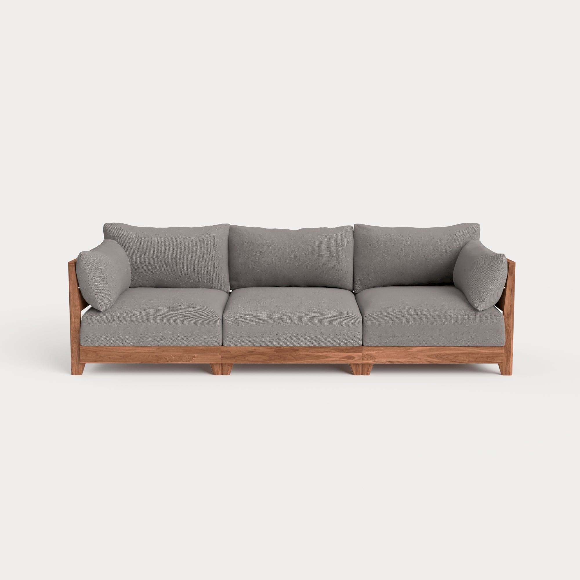 Modular Teak Outdoor Sofa | Nano Slubweave in Haze Gray – Chicory