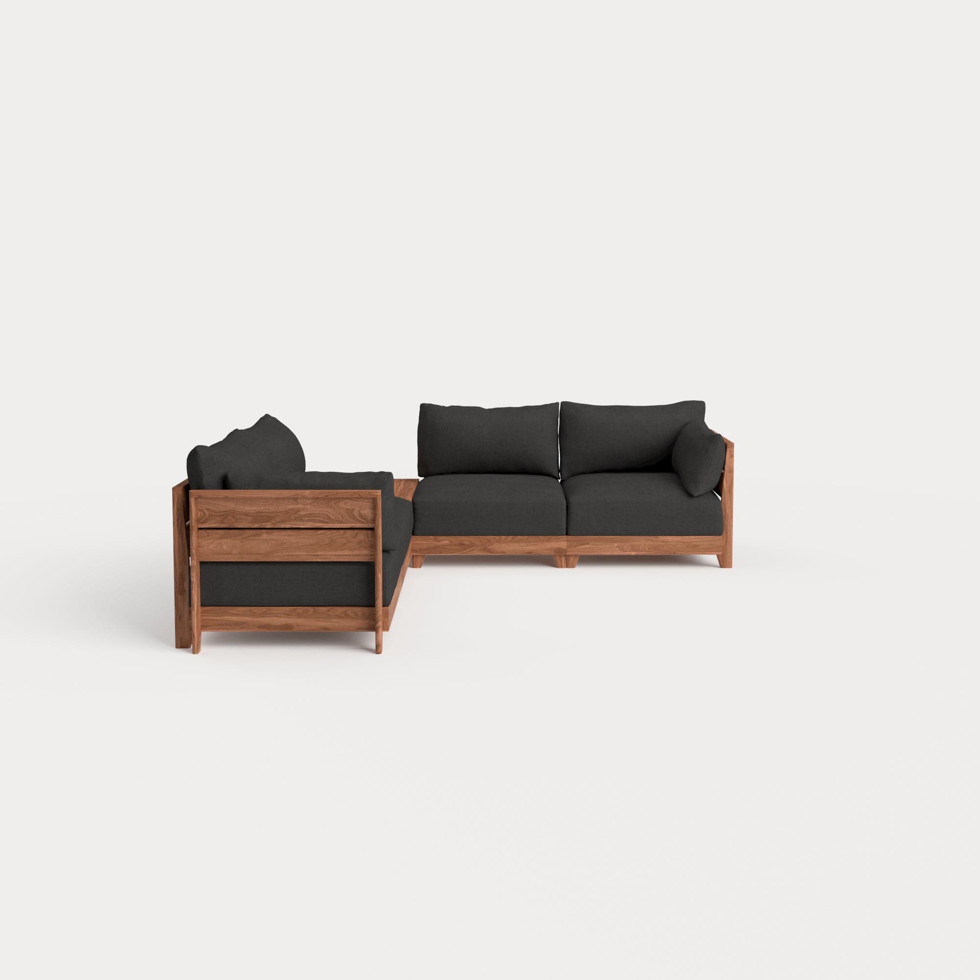 Dwell™ Modular Teak Outdoor 4-Seater L-Sectional + Storage Coffee Table | Classic Canvas in Charcoal