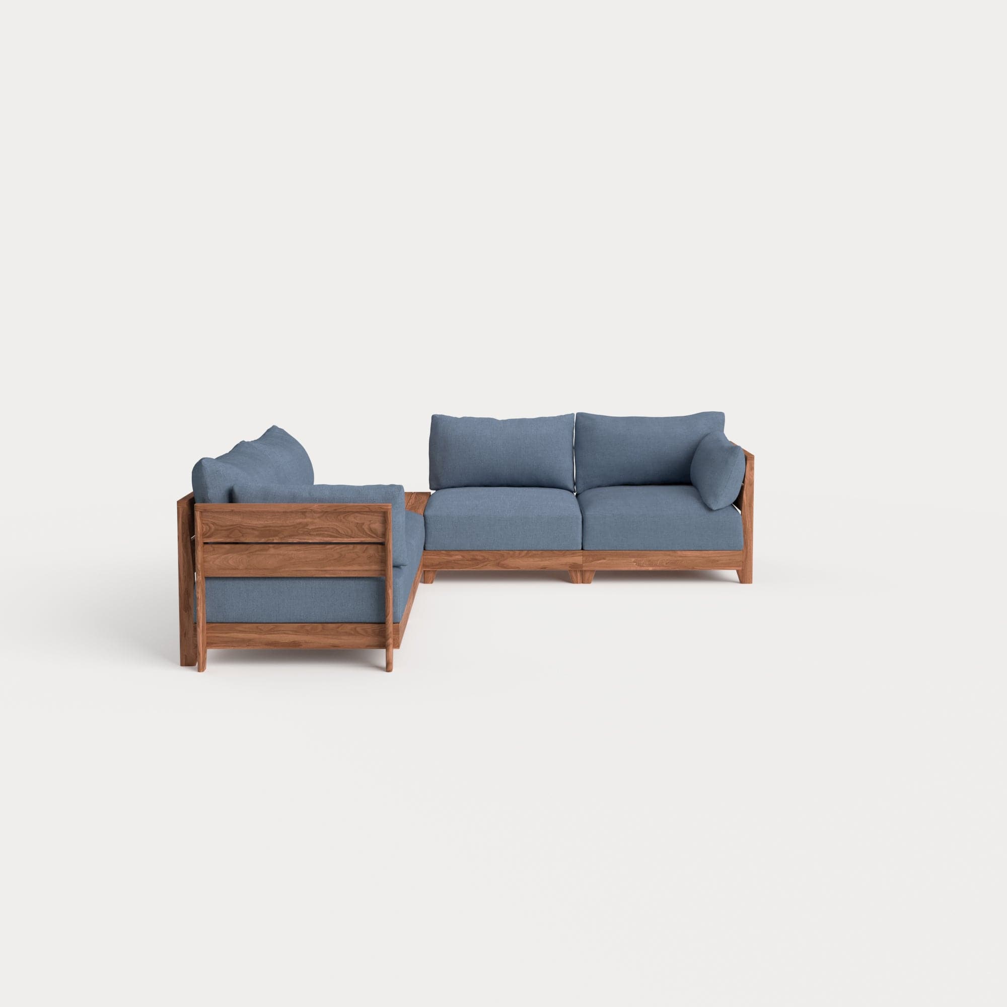 Dwell™ Modular Teak Outdoor 4-Seater L-Sectional + Storage Coffee Table | Classic Canvas in Ocean