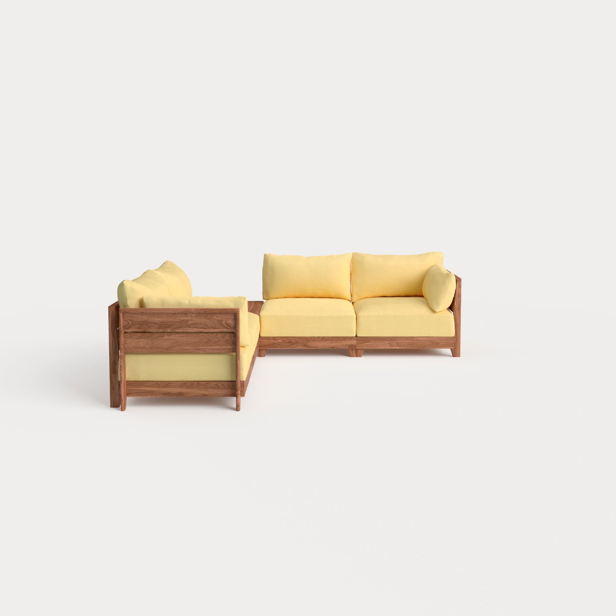 Dwell™ Modular Teak Outdoor 4-Seater L-Sectional + Storage Coffee Table | Classic Canvas in Sun