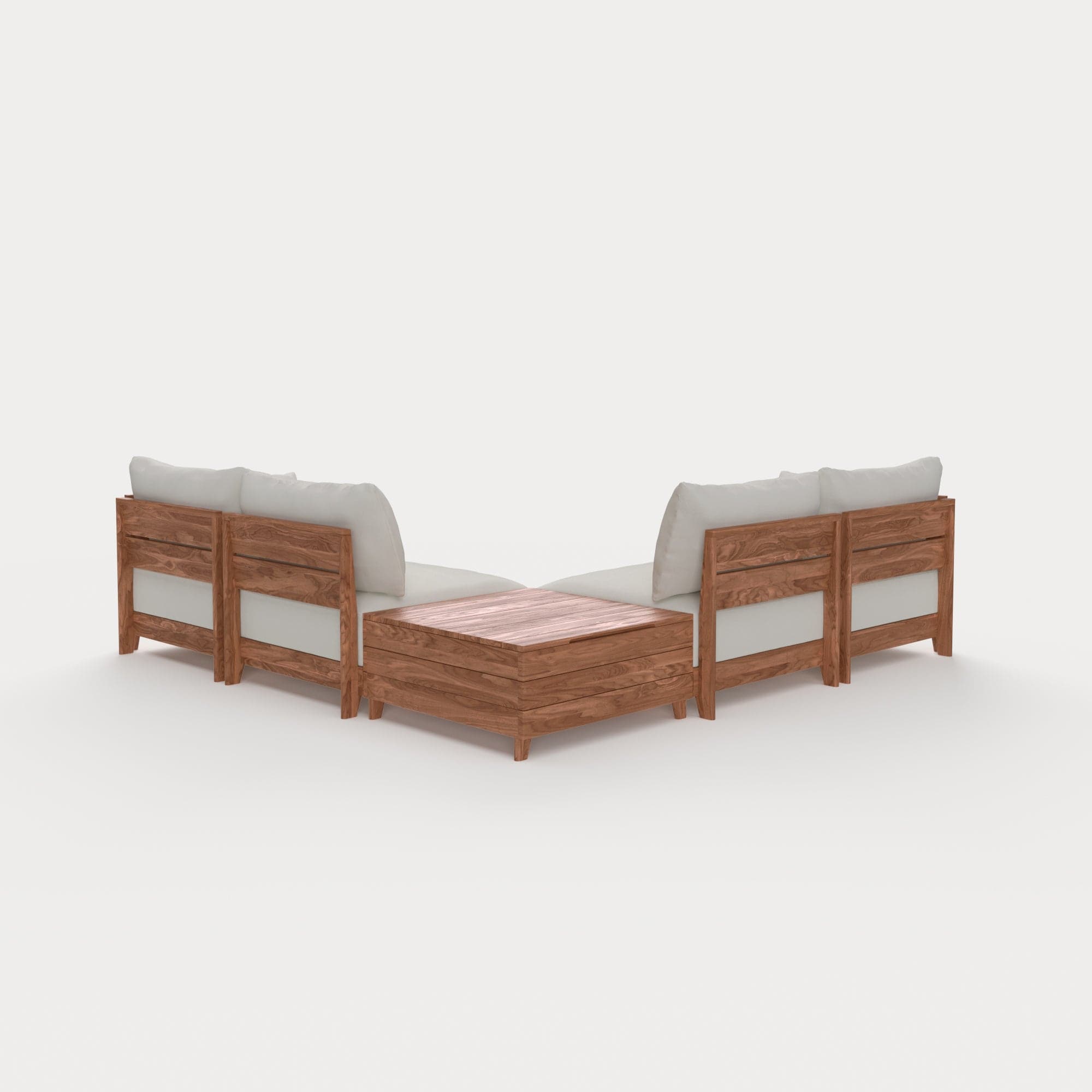 Dwell™ Modular Teak Outdoor 4-Seater L-Sectional + Storage Coffee