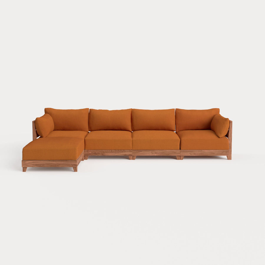 Dwell™ Modular Teak Outdoor 4-Seater Sofa Sectional | Classic Canvas in Rust