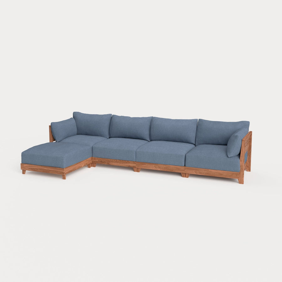 Dwell™ Modular Teak Outdoor 4-Seater Sofa Sectional | Classic Canvas in Ocean