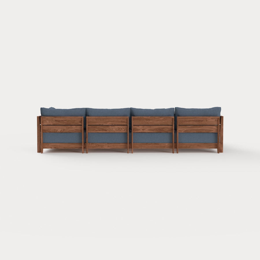 Dwell™ Modular Teak Outdoor 4-Seater Sofa Sectional | Classic Canvas in Ocean
