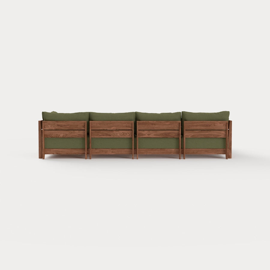 Modular Teak Outdoor 4-Seater Sofa Sectional | Sun Crossweave in Olivine