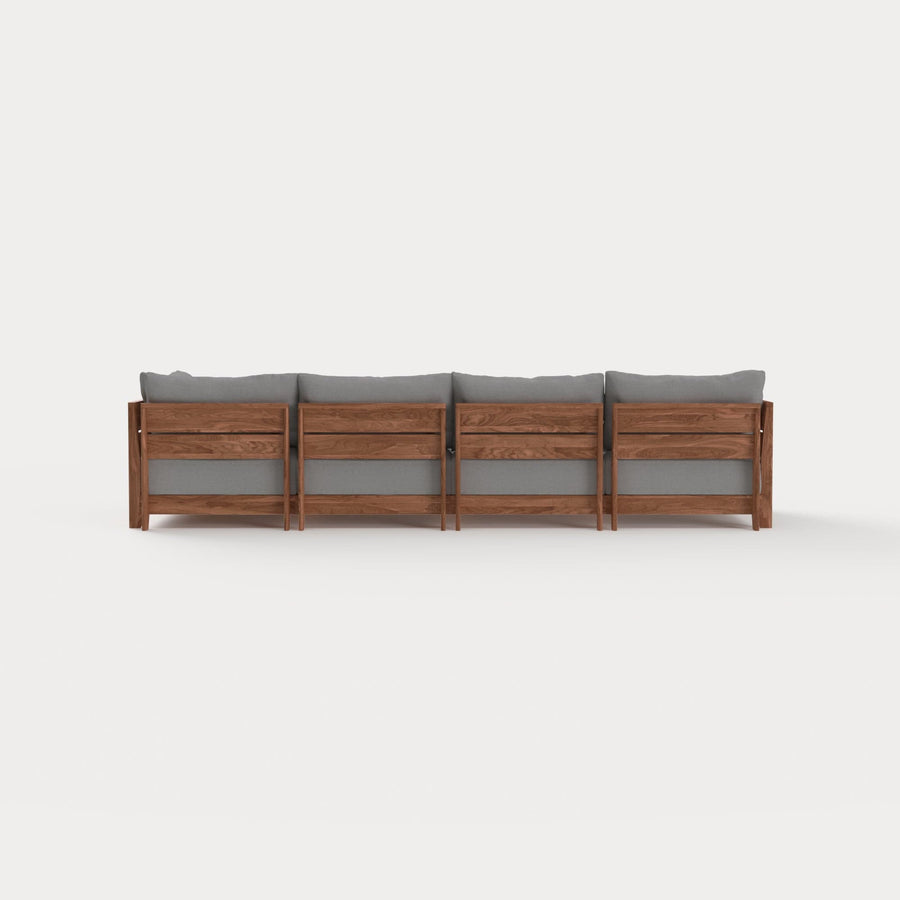 Dwell™ Modular Teak Outdoor 4-Seater Sofa | Classic Canvas in Stone Gray