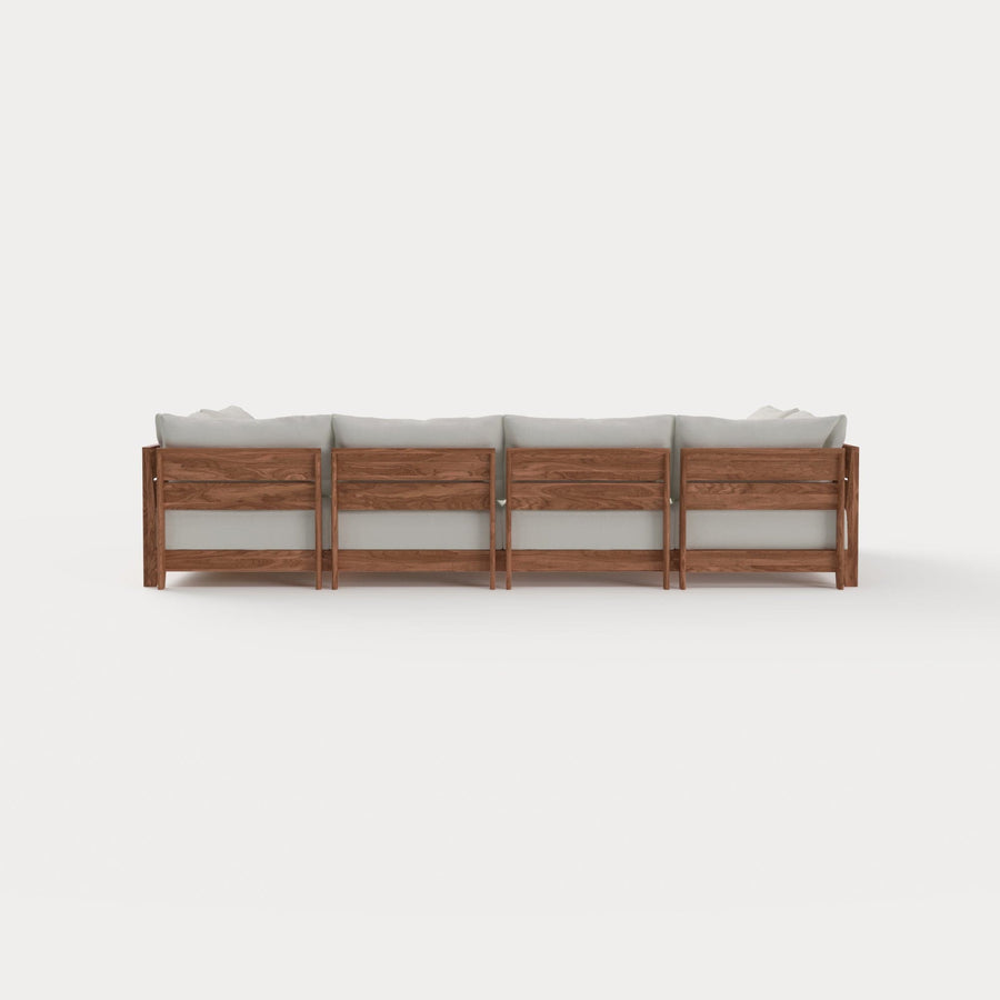 Dwell™ Modular Teak Outdoor 6-Seater U-Sectional | Classic Canvas in Cloud