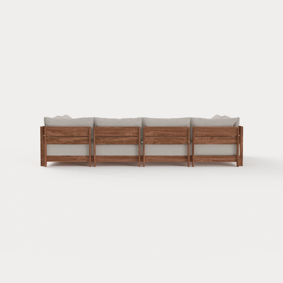 Modular Teak Outdoor 6-Seater U-Sectional | Alfresco Boucle in Creme