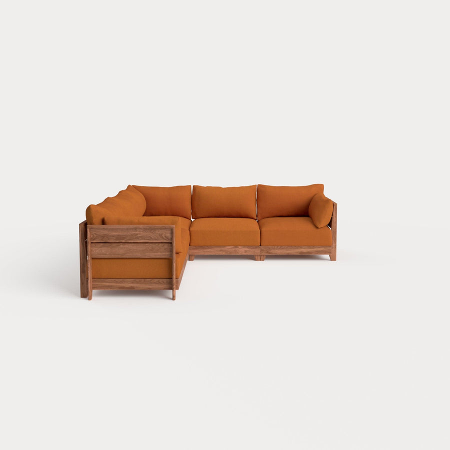 Dwell™ Modular Teak Outdoor 5-Seater L-Sectional | Classic Canvas in Rust