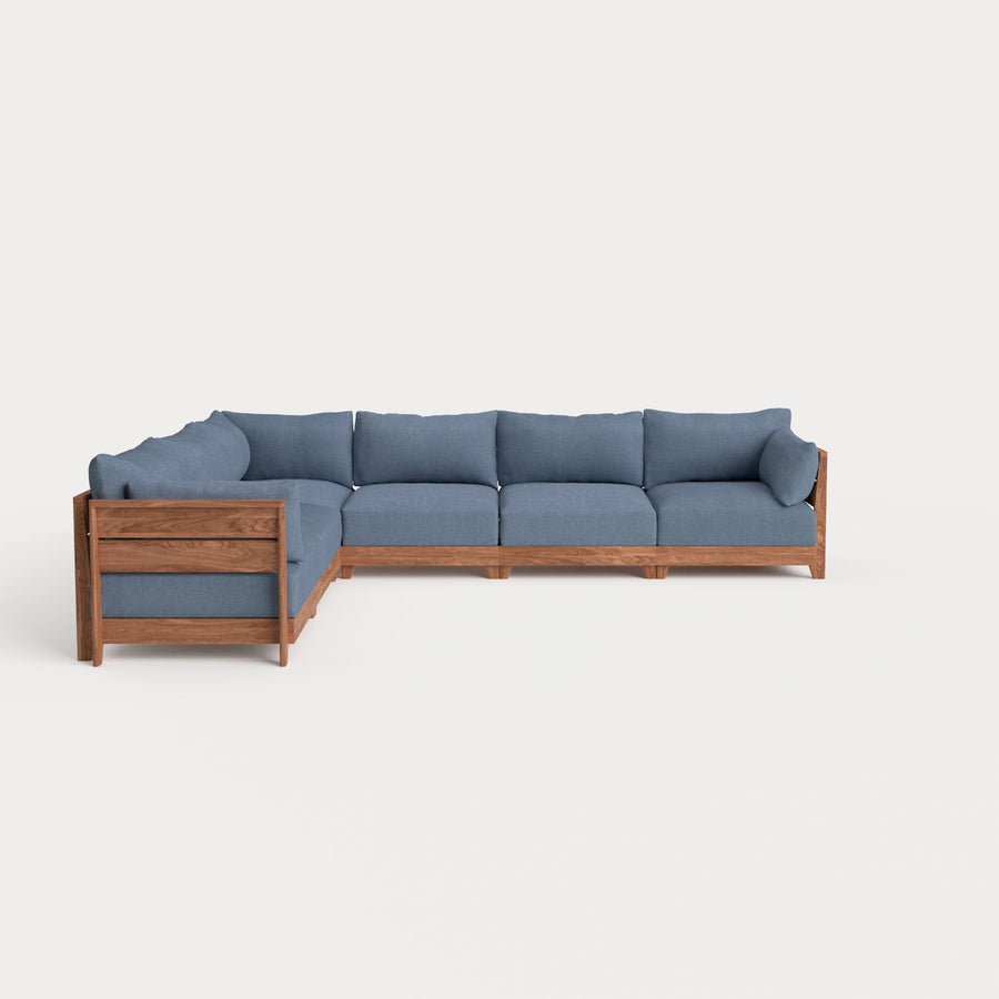 Dwell™ Modular Teak Outdoor 6-Seater L-Sectional | Classic Canvas in Ocean