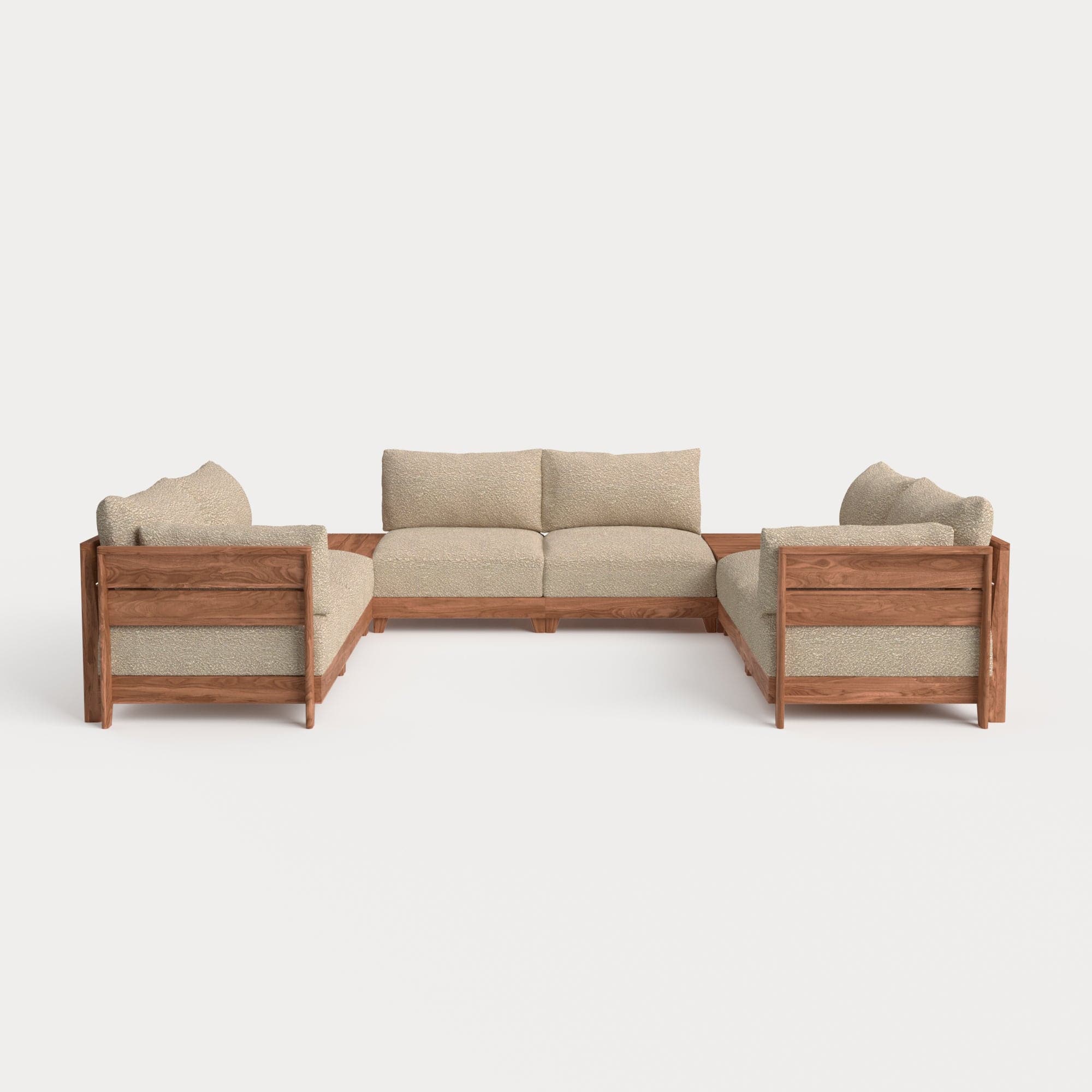 Modular Teak Outdoor 6-Seater U-Sectional + Storage Coffee Tables