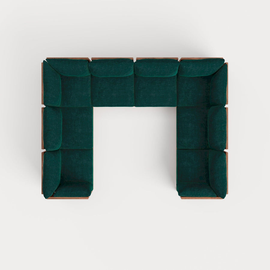 Modular Teak Outdoor 8-Seater U-Sectional | Plush Velvet in Muzo